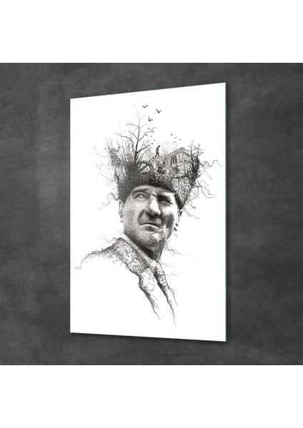 Atatürk Cam Tablo Özel Çizim 70X100 cm fiyatları