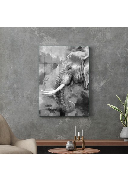 Cam Tablo Siyah Beyaz Fil 70X100 cm modelleri