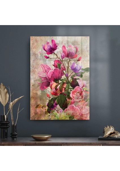 Cam Tablo Yağlı Boya Güller 70X100 cm