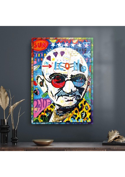 Cam Tablo Pop Art Gandhi 70X100 cm