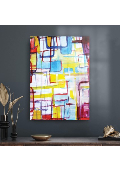 Cam Tablo Sulu Boya Soyut 70X100 cm