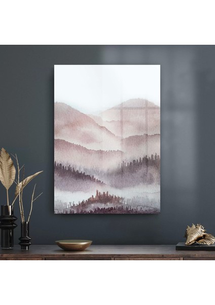 Cam Tablo Sulu Boya Manzara 70X100 cm