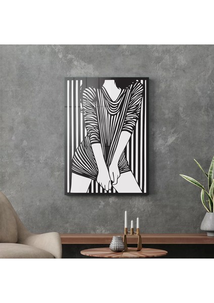 Cam Tablo Black White Woman 70X100 cm