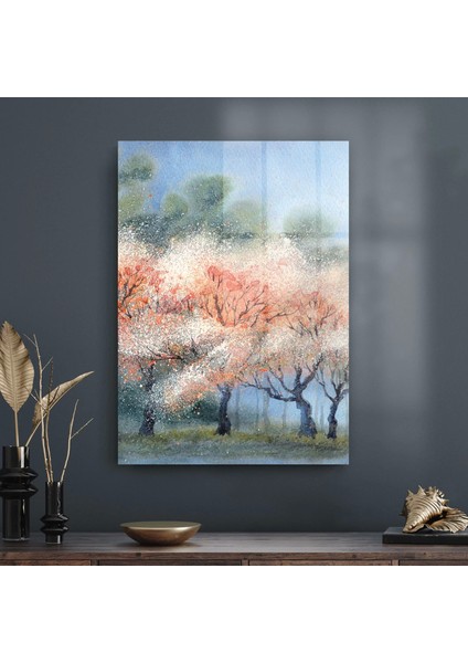 Cam Tablo Sulu Boya Manzara 70X100 cm