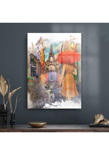 Cam Tablo Yağlı Boya Paris 70X100 cm