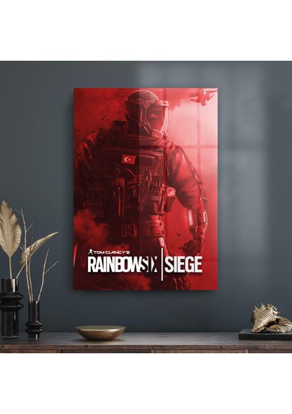 Cam Tablo Kırmızı Rainbowsix Siege 70X100 cm