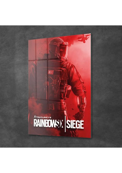 Cam Tablo Kırmızı Rainbowsix Siege 70X100 cm