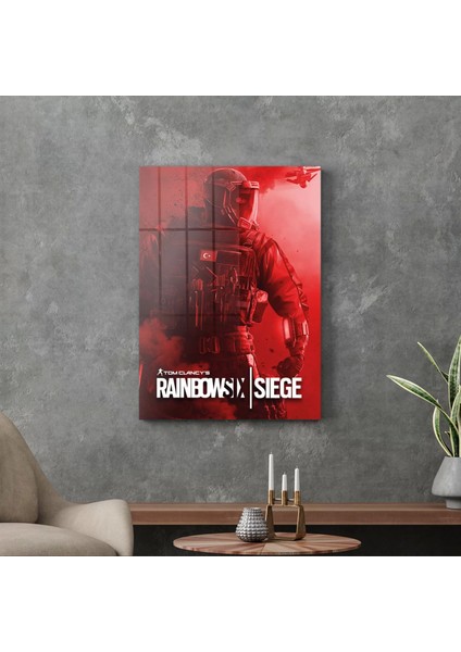 Cam Tablo Kırmızı Rainbowsix Siege 70X100 cm