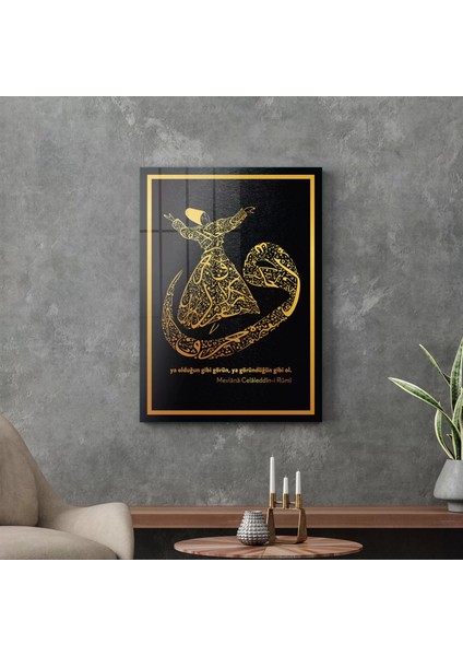 Cam Tablo Mevlana Vav Dini Islami Tablo 70X100 cm modelleri