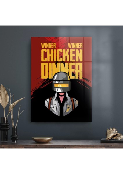 Cam Tablo Pubg Chicken Dinner 70X100 cm