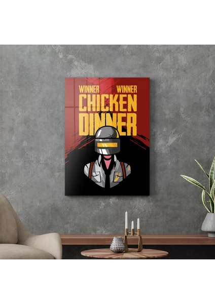 Cam Tablo Pubg Chicken Dinner 70X100 cm