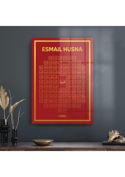 Cam Tablo Esmaül Hüsna Dini Islami Tablo 70X100 cm