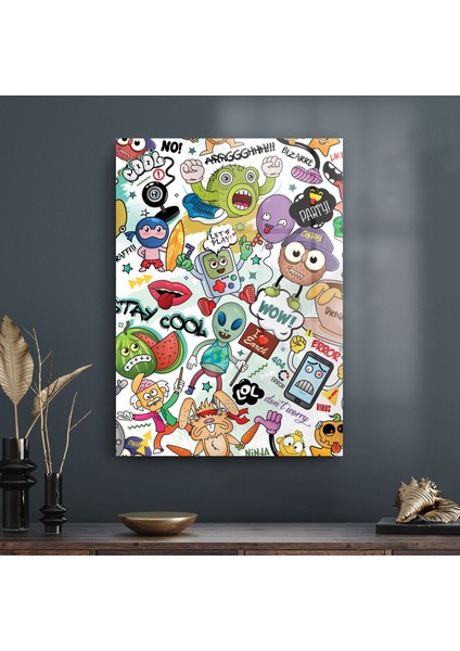 Cam Tablo Grafiti Karakterler 70X100 cm