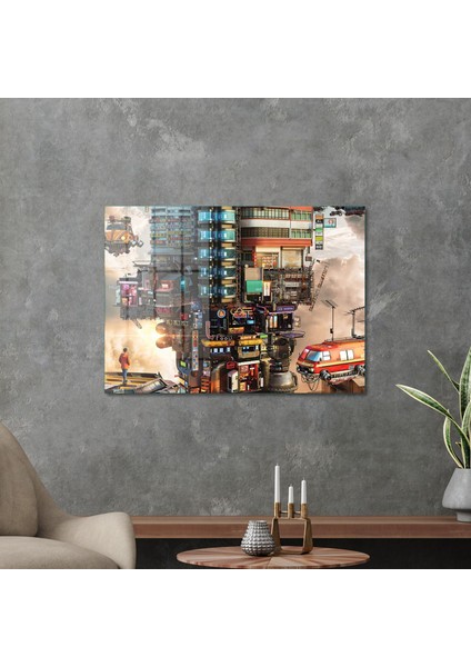 Cam Tablo Futurist City 70X100 cm modelleri