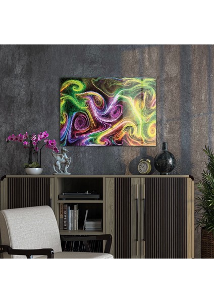 Neon Spiral Waves Cam Tablo 70X100 cm