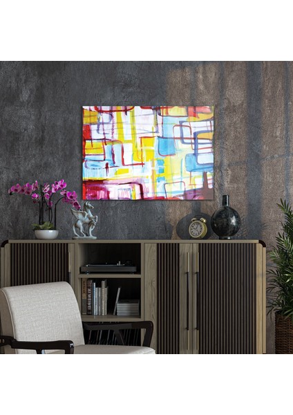 Cam Tablo Soyut Geometrik Çizgiler 70X100 cm