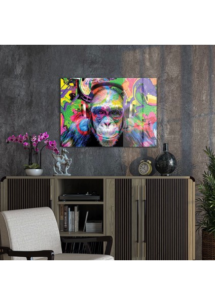 Cam Tablo Pop Art Funny Monkey 70X100 cm