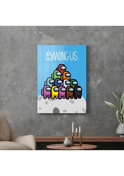 Cam Tablo Gamer Gezegen Among Us 50X70 cm modelleri