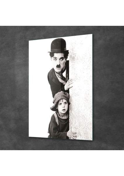 Charlie Caplin ve Çocuk Cam Tablo 70X100 cm fiyatları
