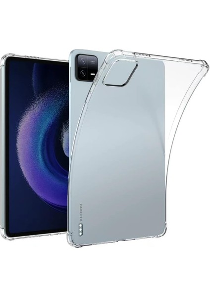 MTK Moveteck Xiaomi Pad 6 Pro 11 Inç Tablet Kılıf Arkası Şeffaf Köşe Korumalı Darbe Önleyici Anti Shock Şeffaf Silikon Armor Pp Ultra Slim Sararmaz