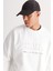 Erkek Ekru Oversize Bol Kesim Içi Polarlı 3 Iplik Bisiklet Yaka Pamuklu Sweatshirt 4