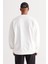 Erkek Ekru Oversize Bol Kesim Içi Polarlı 3 Iplik Bisiklet Yaka Pamuklu Sweatshirt 5