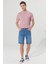 Erkek Açık Mavi Slim Fit Dar Kesim Pamuklu Esnek Denim Şort 4