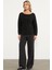 Kayık Yaka Motif Detaylı Triko Kazak - Siyah 4