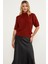 Fiyonk Desenli Kısa Kol Triko Süveter - Kırmızı 2