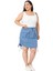 Büyük Beden Büzgü Detaylı Paraşüt Mini Mavi Etek 5