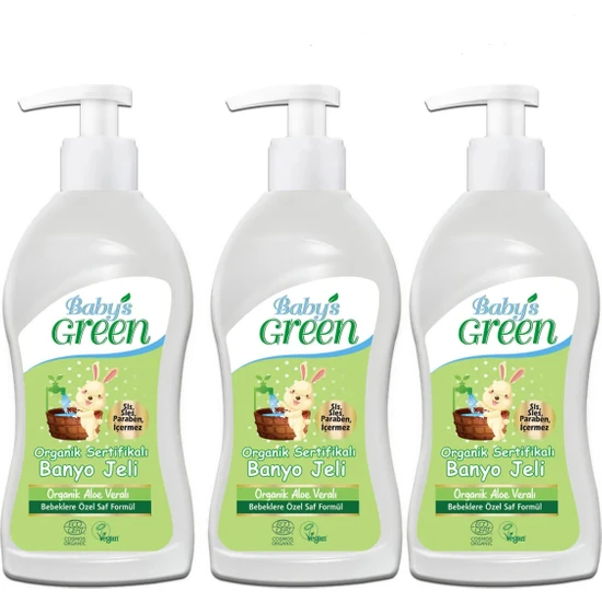 Baby's Green Baby’s Green Ecocert Organik Sertifikalı  Banyo Jeli - Organik Aloeveralı 500 ml x 3 Adet