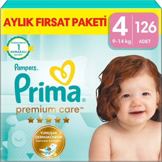 Prima Premium Care Bebek Bezi 4 Beden Maxi 9-14 Kg 126li Aylık Fırsat Paketi