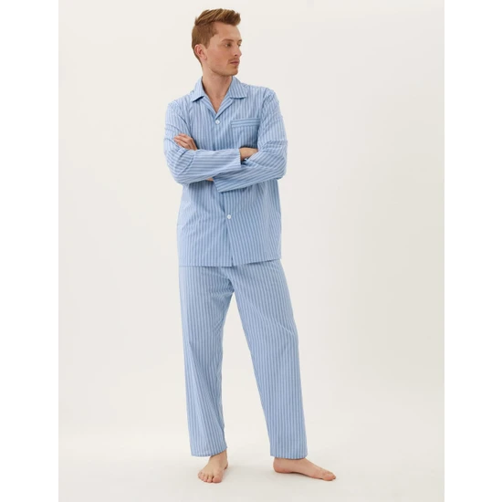 Marks & Spencer Uzun Kollu Çizgili Pijama Takımı