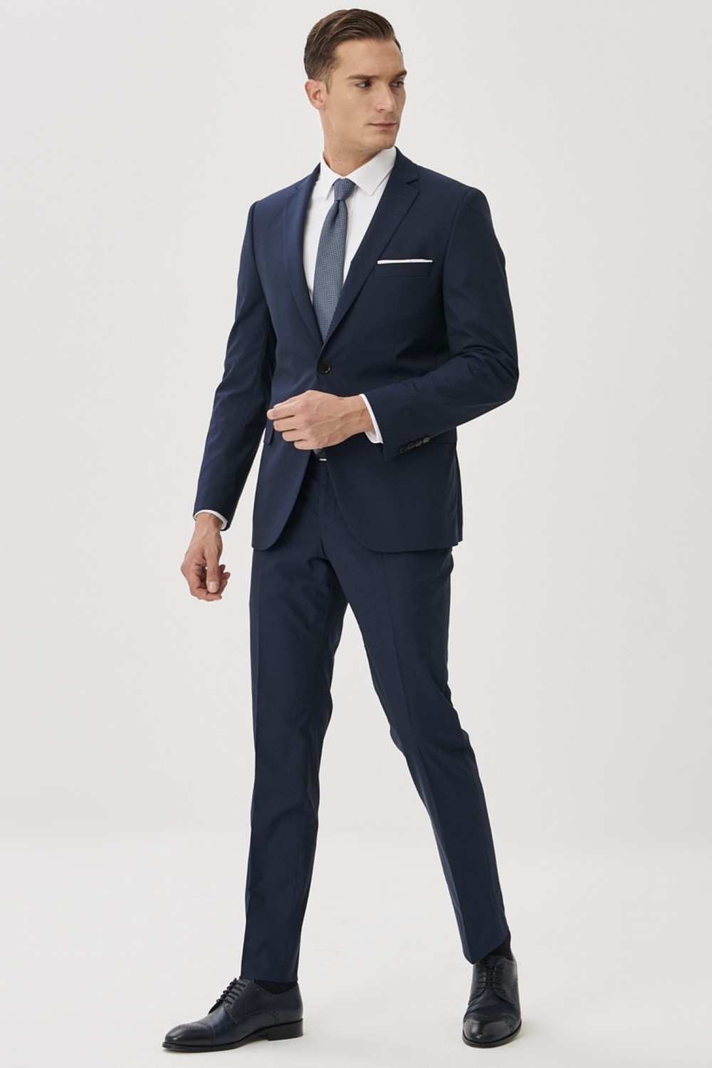 Altınyıldız Classics Erkek Lacivert Slim Fit Dar Kesim Mono Yaka Takım Elbise görsel 2