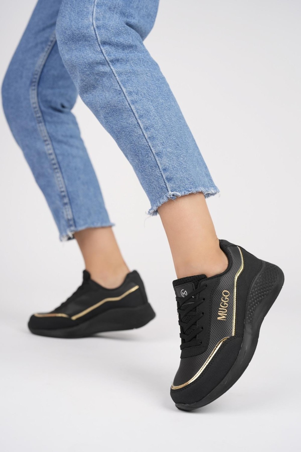 Muggo Happy Garantili Kadın Ortopedik Günlük Bağcıklı Şık Rahat Sneaker Spor Ayakkabı görsel 4