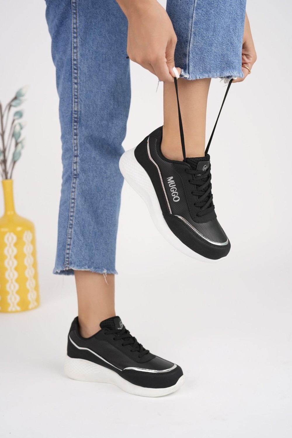 Muggo Happy Garantili Kadın Ortopedik Günlük Bağcıklı Şık Rahat Sneaker Spor Ayakkabı görsel 6
