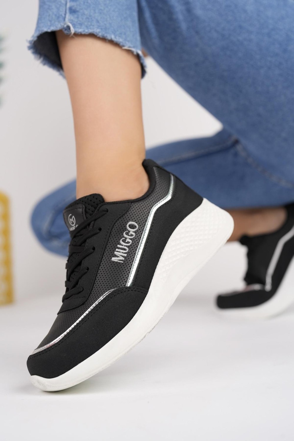 Muggo Happy Garantili Kadın Ortopedik Günlük Bağcıklı Şık Rahat Sneaker Spor Ayakkabı görsel 7