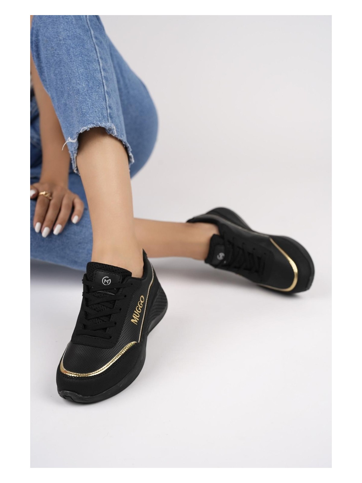 Muggo Happy Garantili Kadın Ortopedik Günlük Bağcıklı Şık Rahat Sneaker Spor Ayakkabı