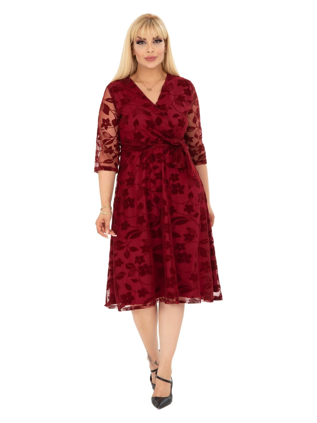 Modayız Kruvaze Yaka Büyük Beden Abiye Elbise 12E-2167 - Görsel 6