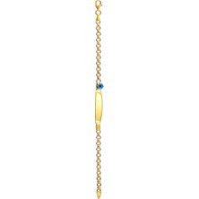 Moom Mücevherat Çocuk 14 Ayar Altın Nazar Göz Taşlı Künye Bileklik