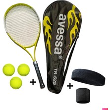 Avessa 4'lü Tenisçi Seti TR-525  25 Inç 216 gr + 3 Adet Tenis Topu + Havlu Kafa Bandı ve Bileklik