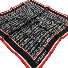 La Boutique Siyah Harf Desenli Sura İpek Eşarp 1631 - 01