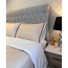 Calina Home Çift Kişilik Beyaz-Kahve Çizgili Nevresim Takımı