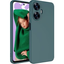 CoverZone Realme C55 ile Uyumlu Kılıf Kadife Iç Yüzey Silikon Z-Mara Lansman Vieri Kılıf Koyu Yeşil