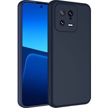 CoverZone Xiaomi Mi 13 ile Uyumlu Kılıf Kadife Iç Yüzey Silikon Z-Mara Lansman Vieri Kılıf Lacivert