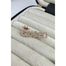 Modex Queen Yazılı Taşlı Taç Detaylı Iğneli Broş