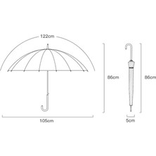 Yuekeda Yuekeda-16 Kemik Otomatik Uzun Saplı Şemsiye (Yurt Dışından)