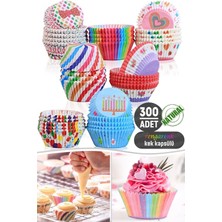 300LÜ Büyük Boy Muffin Kek Kapsülü Mini Muffin Kağıdı Cupcake Browni Kek Kalıbı Renkli Yapışmaz Set