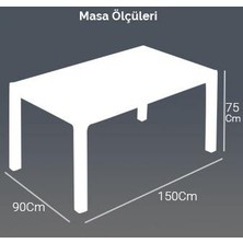 Nar Sokağı Rattan Kahve Masa Takımı 90*150 Camlı Masa 6 Adet Zeugma Rattan Koltuk