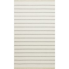 Eko Halı Riva Rv 03 Cream Black Makinede Yıkanabilir  Kaymaz Tabanlı Pamuk Kilim